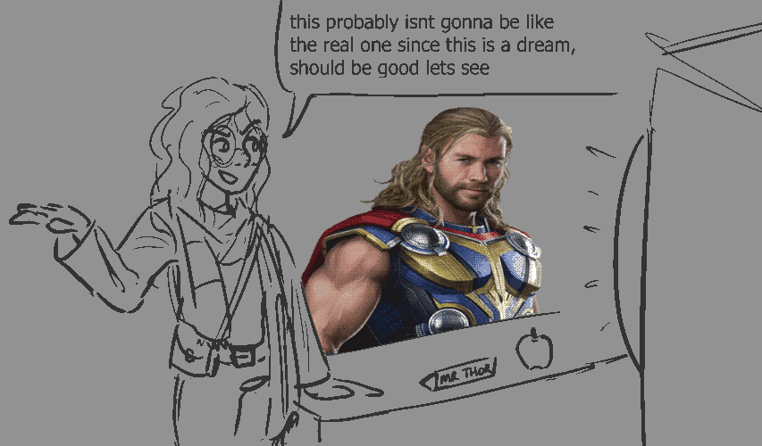 lucy with mr. thor, watching a video